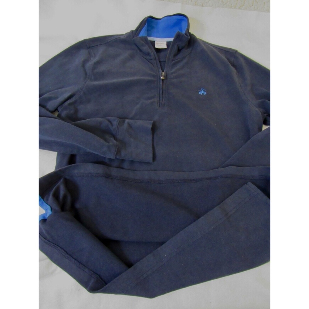 Brooks Brothers 1818 1/4 Zip Blue Cotton Sweater Sz M - Picture 2 of 14